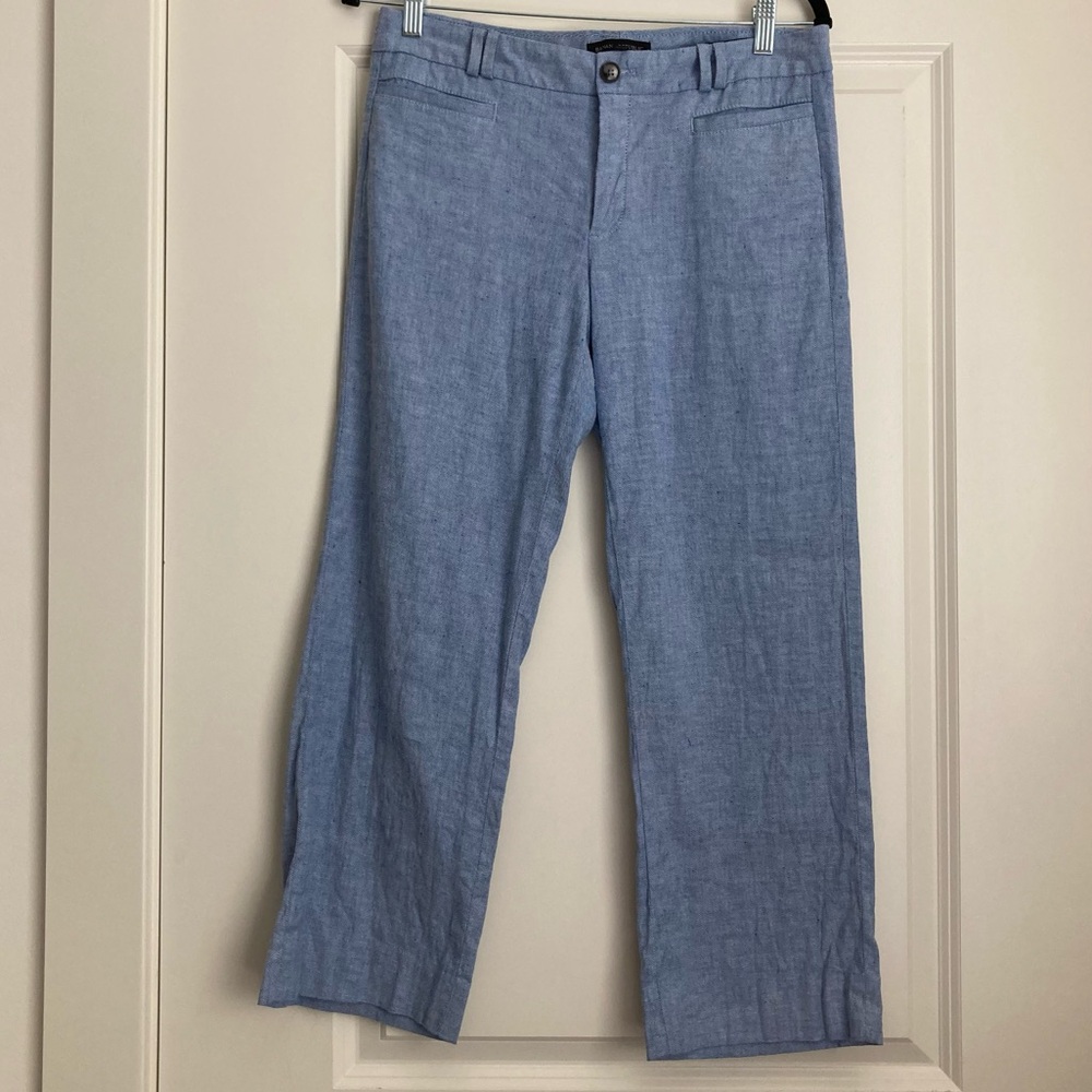 GAP Blue Linen and Cotton Logan Crop Pants